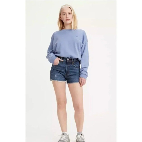 LEVI'S 501® ORIGINAL FIT HIGH RISE WOMEN'S SHORTS  24 Salsa Destiny DARK WASH! - Picture 1 of 10